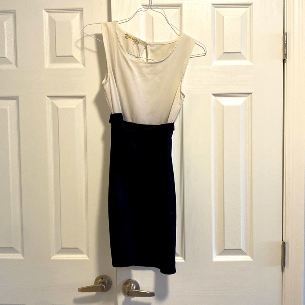 Liva Girl Spring Casual Pencil Dress Women White/Black Dress Belted Office Work